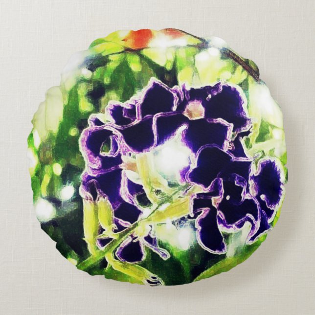 Violet Blue-blomman ser ut som oljemålning Rund Kudde (Framsidan)