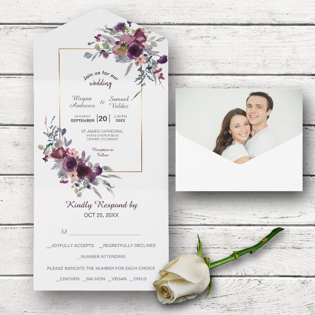 Violet Blue Blommigt Photo Template Bröllop (Skapare uppladdad)