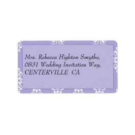 Violet Blue Damask Wedding Adressetikett