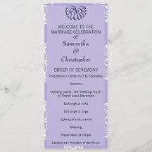 Violet Blue Damask Wedding Program