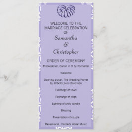 Violet Blue Damask Wedding Program