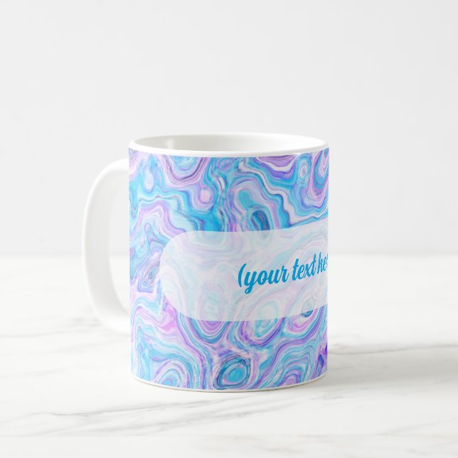 Violet Blue Marble Texture Abstract Liquid Paint Kaffemugg (Framsida vänster)