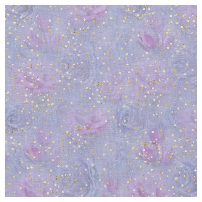 Violet blue Ro & Tulips med Guld Confetti Tyg (Närbild)