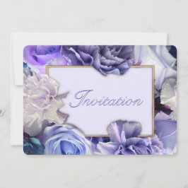 Violet Blue Rose Birthday Party Invitation Inbjudningar