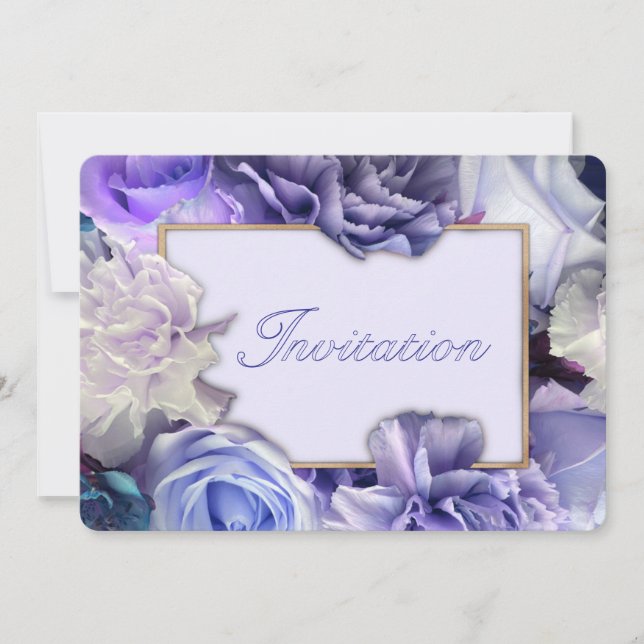 Violet Blue Rose Birthday Party Invitation Inbjudningar (Framsida)