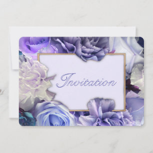 Violet Blue Rose Födelsedagsfest Inbjudan