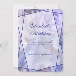 Violet Blue Rose Garden Birthday Invitation Card Tack Kort
