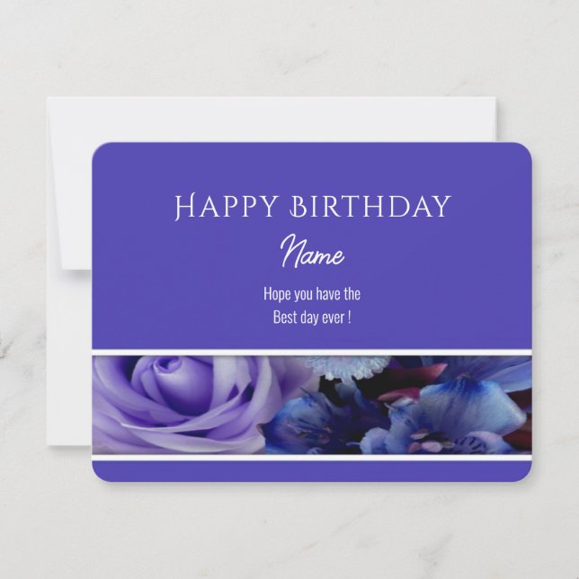 Violet Blue Rose Happy Birthday Greeting Card (Framsida)