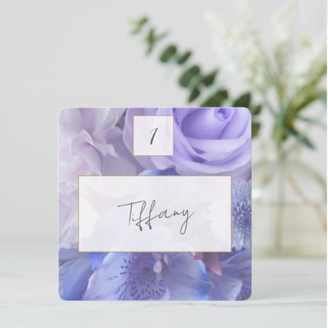 Violet Blue Rose Place Setting Card Anteckningskort (Skapare uppladdad)