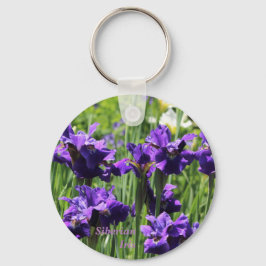 Violet Blue & White Siberian Iris Nyckelring