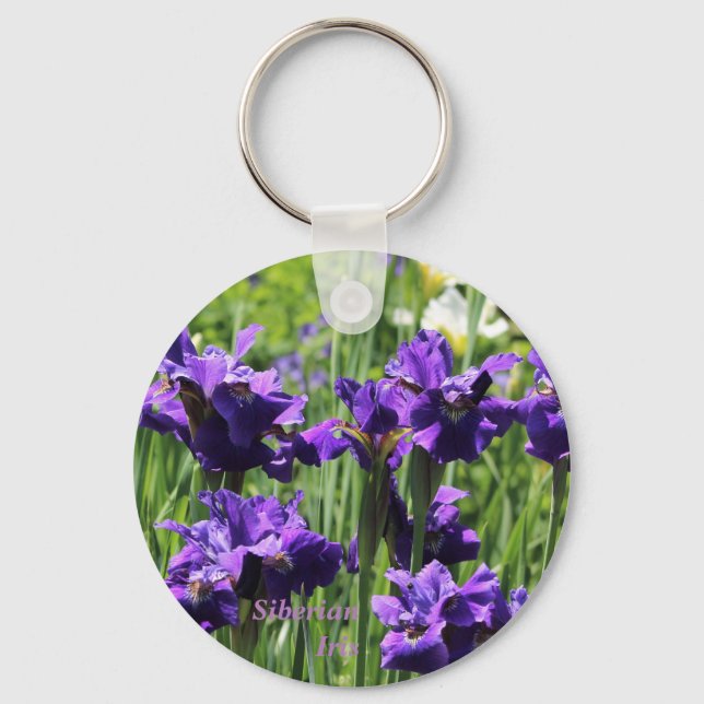 Violet Blue & White Siberian Iris Nyckelring (Framsida)