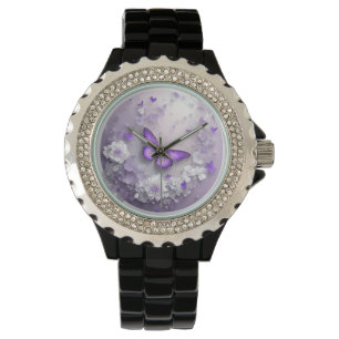 Violet butterfly-tema armbandsur