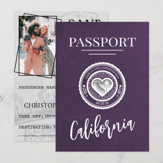 Violet California Passport Spara datum Datumet (Fram/baksida)