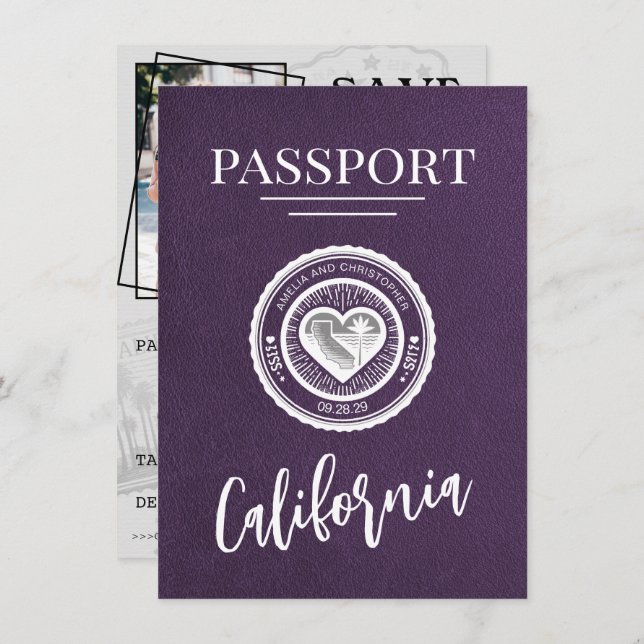 Violet California Passport Spara datum Spara Datumet (Fram/baksida)