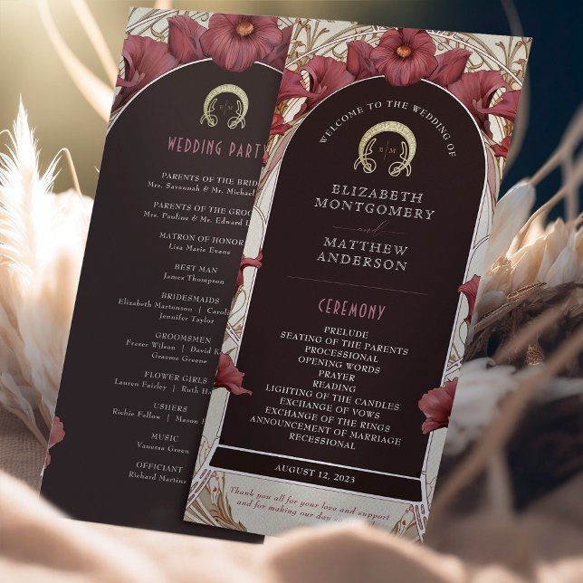 Violet Calla Lilies Bröllopsprogram Art nouveau Program (Skapare uppladdad)