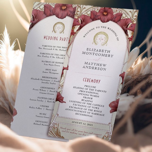 Violet Calla Lilies Bröllopsprogram Art nouveau Program (Skapare uppladdad)