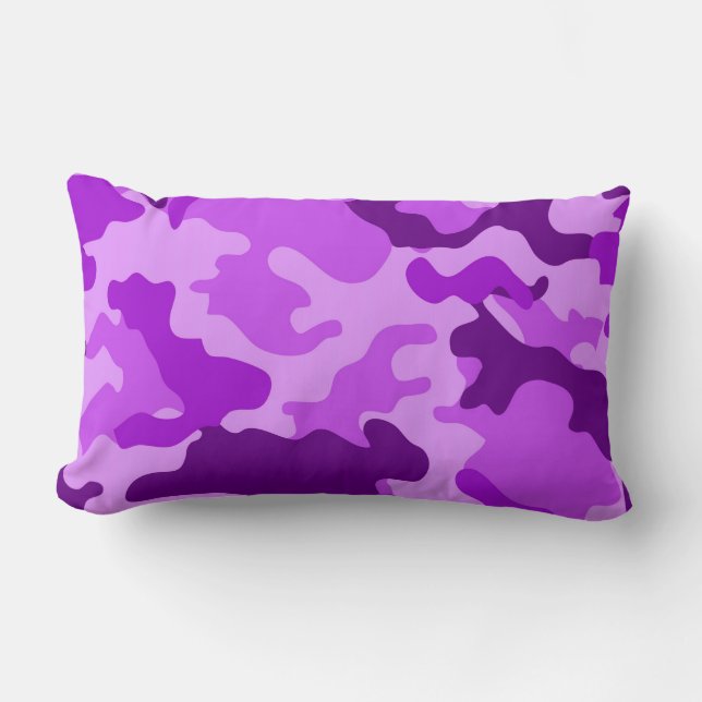 Violet Camo Mönster Lumbar Pillow Lumbarkudde (Framsida)