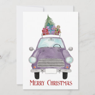 Violet Car med Helgdag julklapp Julkort