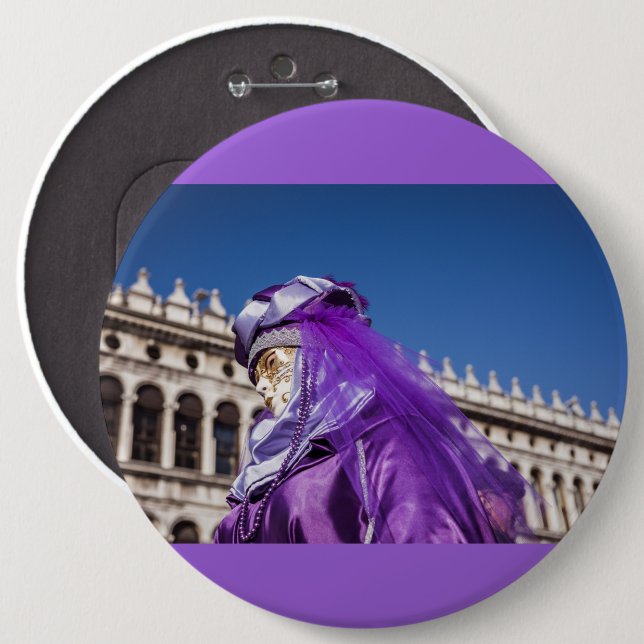 Violet carnival mask i Venedig Knapp (Framsida & baksida)