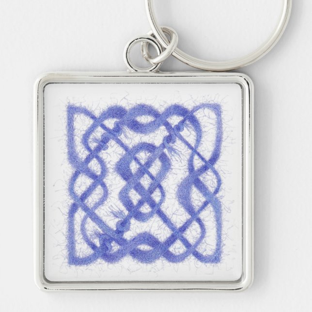 VIOLET CELTIC KNOT Premium Squum Keychain Fyrkantig Silverfärgad Nyckelring (Framsidan)
