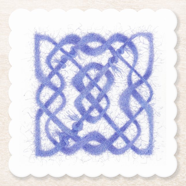 VIOLET CELTIC KNOT Scalloped Square Papper Underlä Underlägg Papper (Framsida)