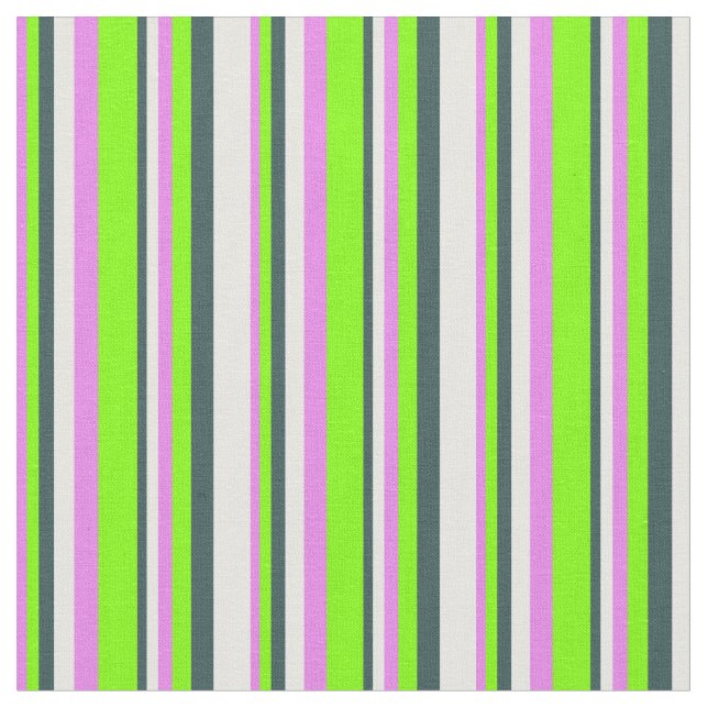 Violet, Chartreuse, Mörk Slate Grått & Mint Cream Tyg (Närbild)