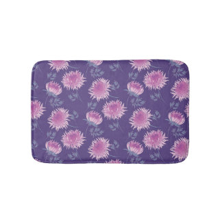 Violet Chrysanthemum Flower Vintage Mönster Badrumsmatta