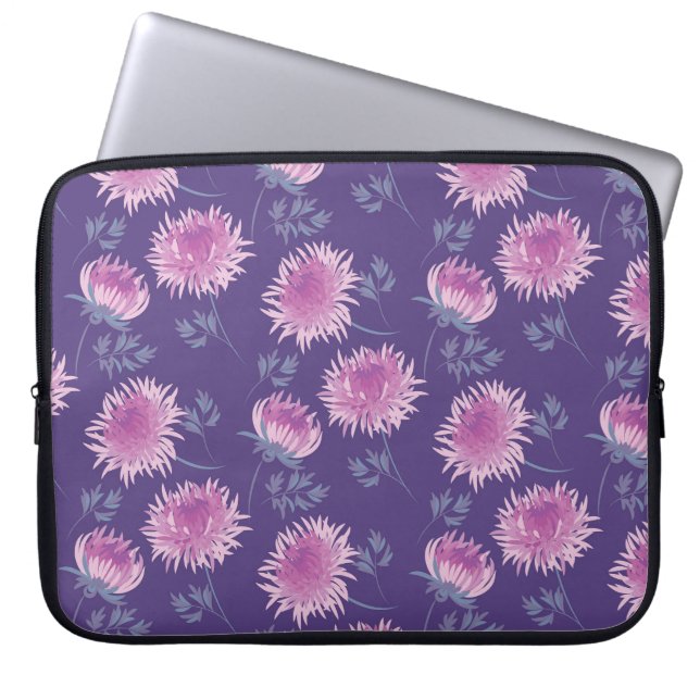 Violet Chrysanthemum Flower Vintage Mönster Laptop Fodral (Framsidan)