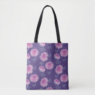 Violet Chrysanthemum Flower Vintage Mönster Tygkasse