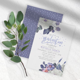 Violet Confetti Blommigt Studenten ID509 Inbjudningar