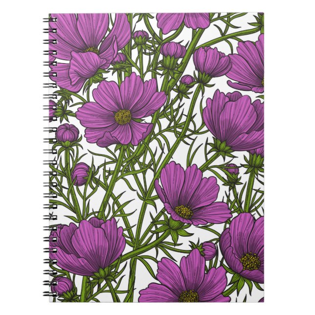 Violet cosmos blommor anteckningsbok (Framsidan)