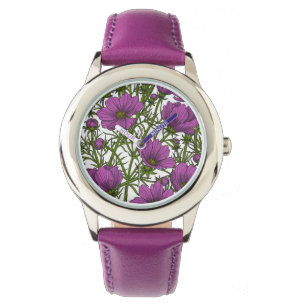 Violet cosmos blommor armbandsur