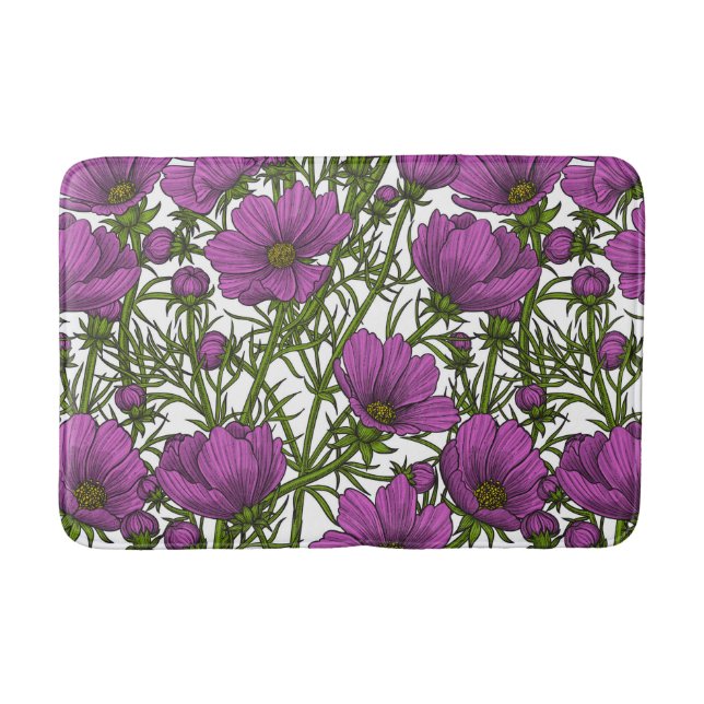 Violet cosmos blommor badrumsmatta (Framsidan)