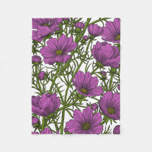 Violet cosmos blommor fleecefilt
