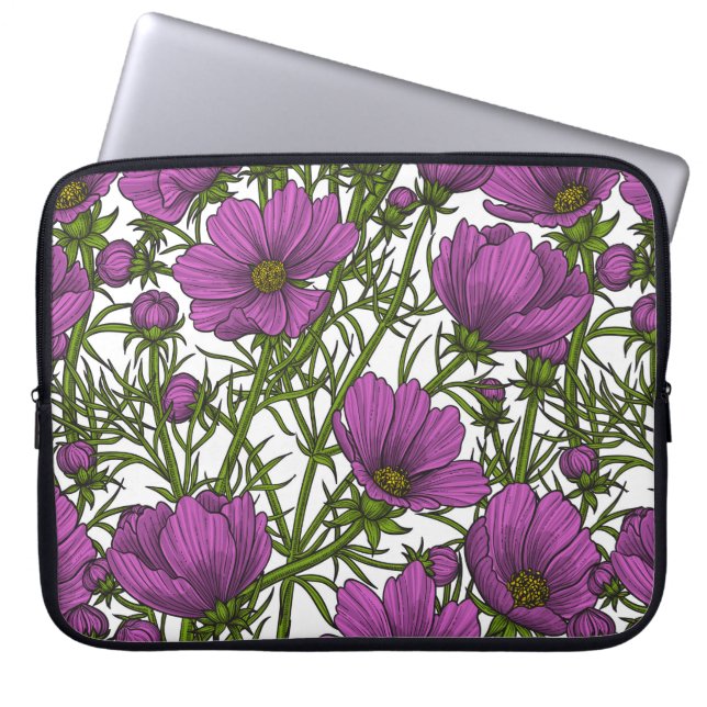 Violet cosmos blommor laptop fodral (Framsidan)