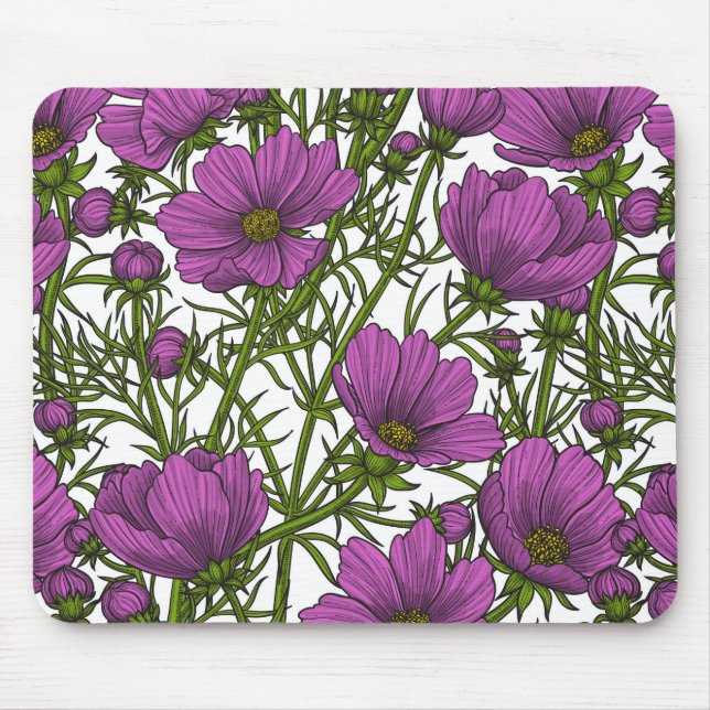 Violet cosmos blommor musmatta (Framsidan)