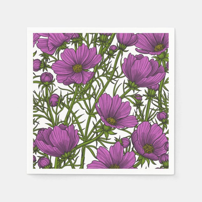 Violet cosmos blommor pappersservett (Framsidan)