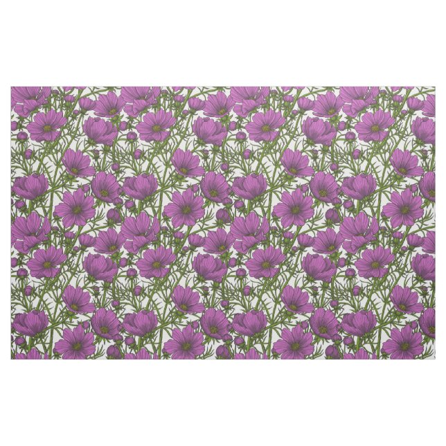 Violet cosmos blommor tyg (Fat Quarter)