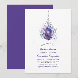 Violet Crystal Inbjudningskort för möhippa, lila