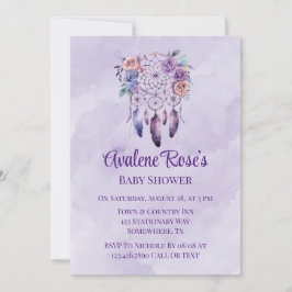 Violet Dreamcatcher och Flowers Girl Baby Shower Inbjudningar