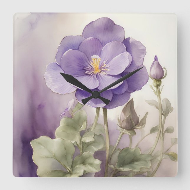 Violet Dreams Fyrkantig Klocka (Framsida)