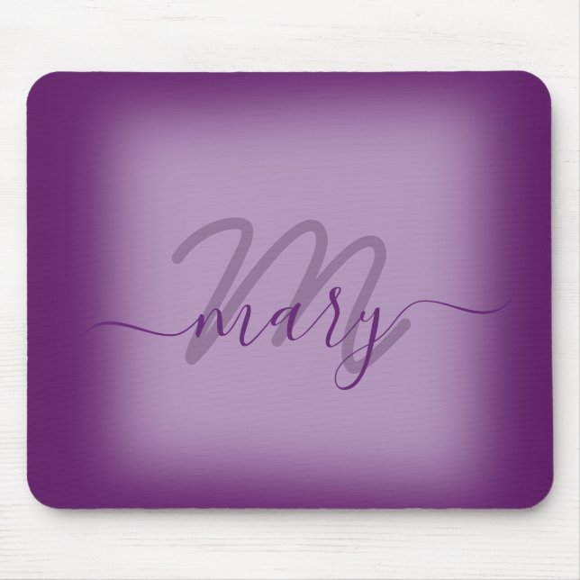 Violet Dusty Lila Minimum Namn Monogram Musmatta (Framsidan)