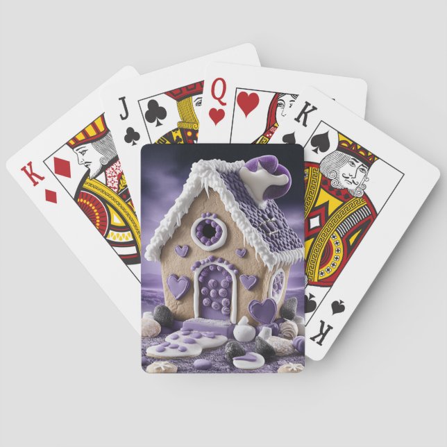 Violet Enchanted Gingerbread House Playing Cards Casinokort (Baksidan)