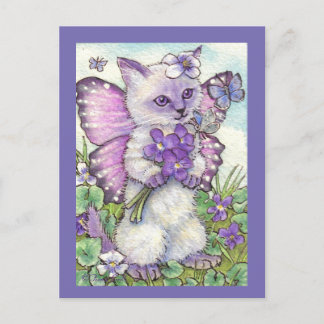 Violet Fairy Cute Siamese Kitten Postcard Vykort
