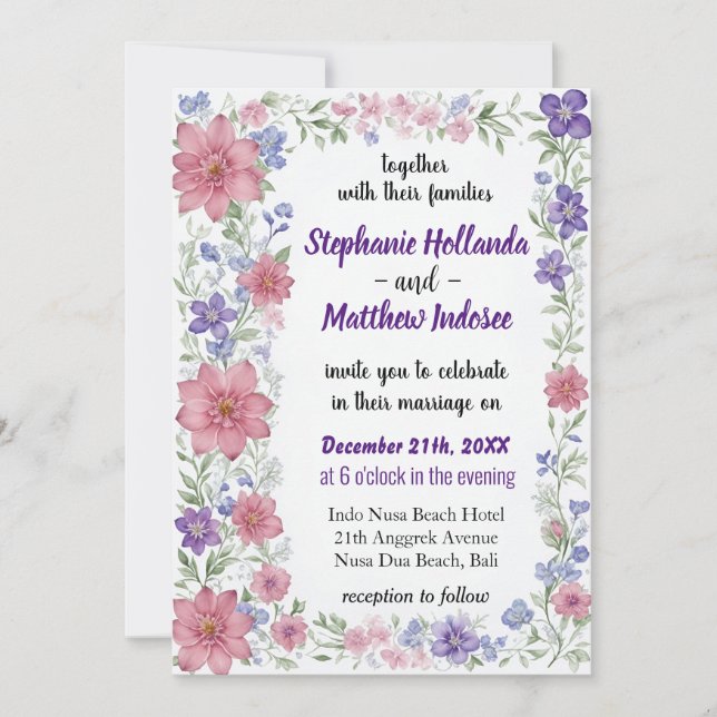 Violet Faithness Modesty Gentle Power från Kärlek  Inbjudningar (Framsida)