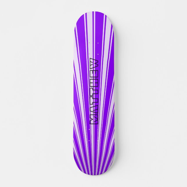 Violet Färg Rand Funky Mönster Skateboard Bräda 19,5 Cm (Framsida)