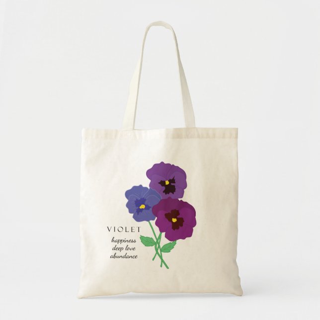 Violet Februth Birth Month Flower Bag Tygkasse (Framsidan)