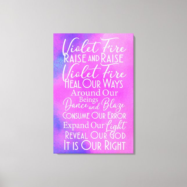 Violet Fire Prayer: Andlig Positive Energy Art Canvastryck (Framsida)