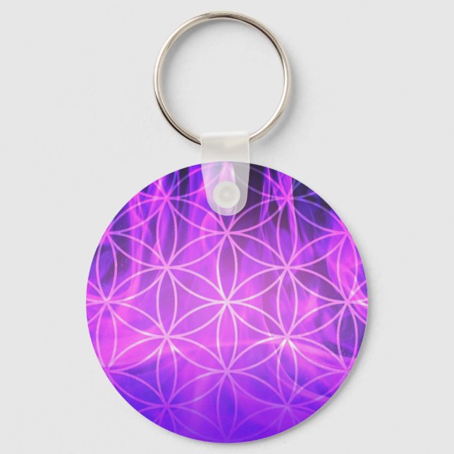 Violet Flame Flower of Life Nyckelring (Framsida)