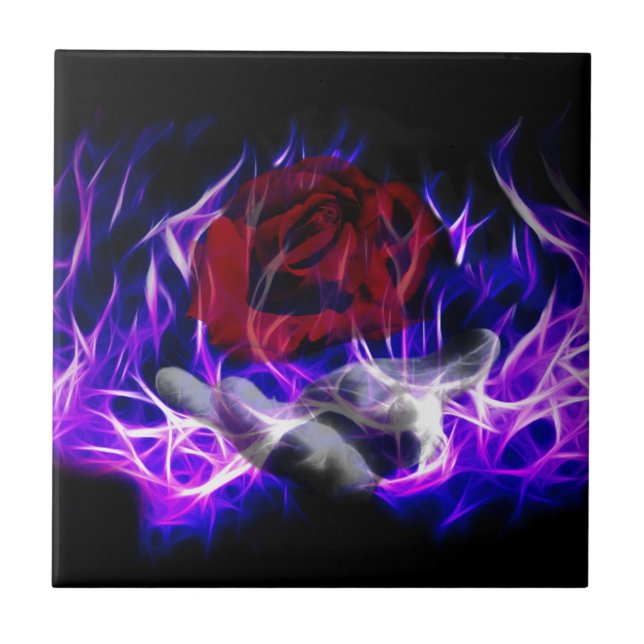Violet flame ro och Gods hand Kakelplatta (Framsidan)